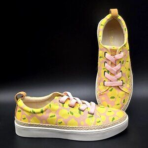 Spenco Malibu Lace Slip on Yellow Lemon Canvas Sneakers Shoes Women's Size 9B